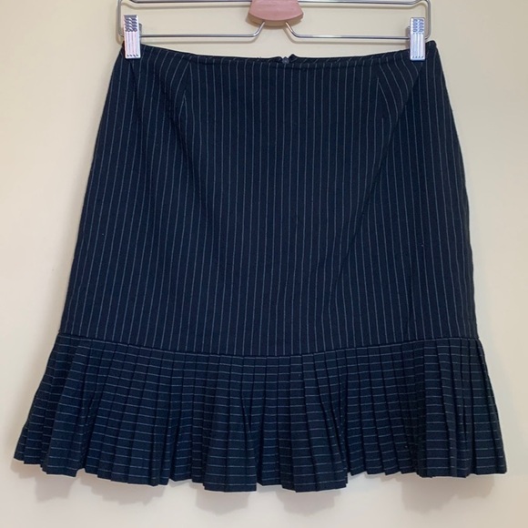 Briggs | Pin Strip Black White Pleated Ruffle Unlined Mini Skirt 8P - Picture 1 of 10